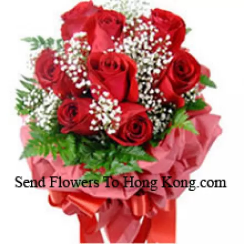Bunch Of 10 Red Colored Roses